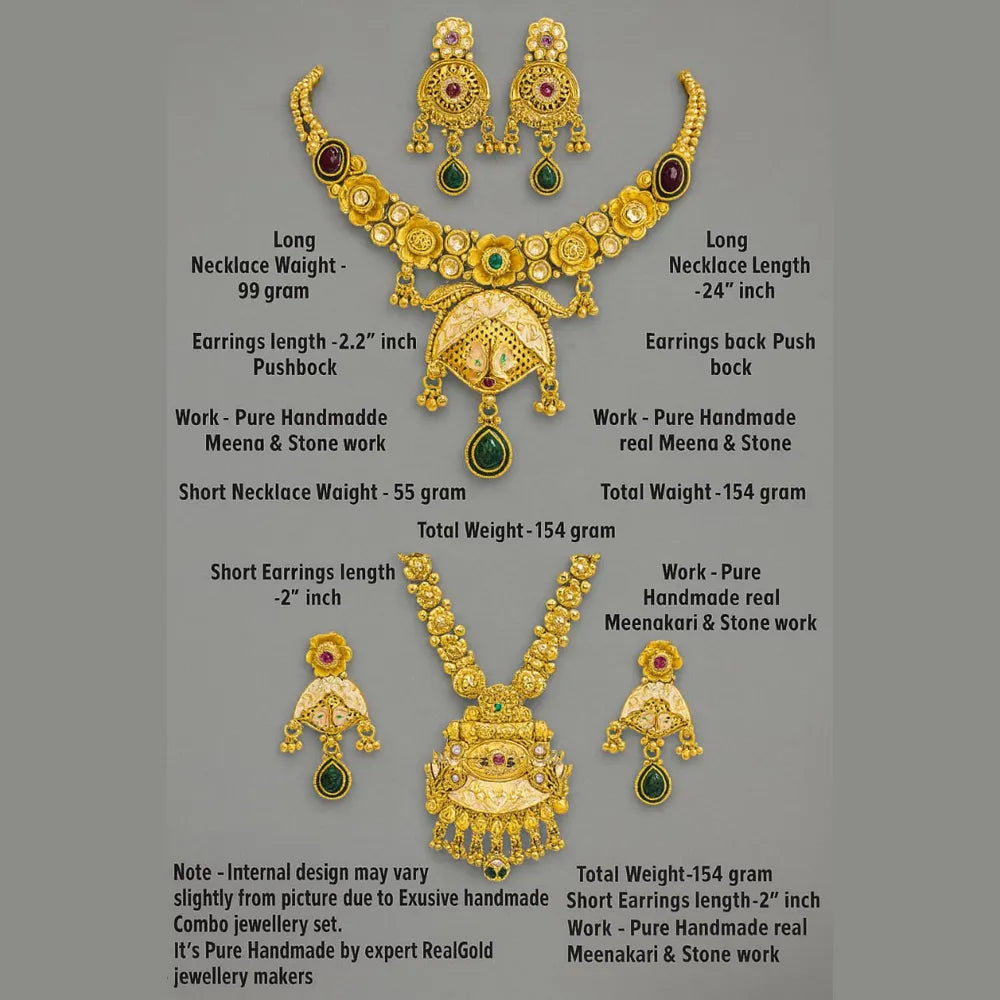 Bridal Necklace Set | Heavy Dual-Layer Gold Look Jewellery