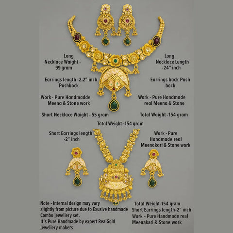 Bridal Necklace Set | Heavy Dual-Layer Gold Look Jewellery
