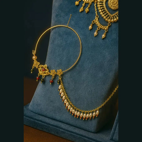 Exclusive Handmade Combo Bridal Jewellery Set | Necklace, Earrings, Mangtika & Nathiya Karwa Chauth special