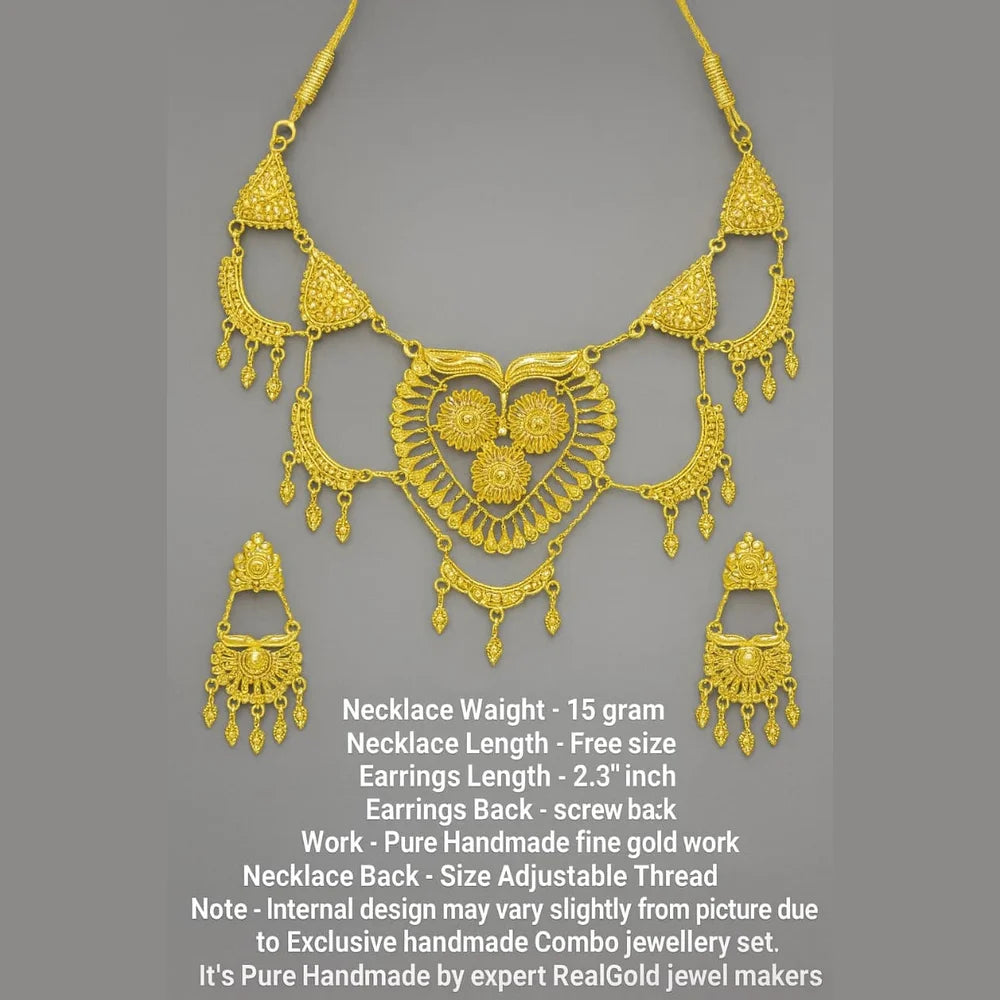 Exclusive Handmade Short Necklace with Matching Earrings – One Gram Gold Plated Bridal Jewellery