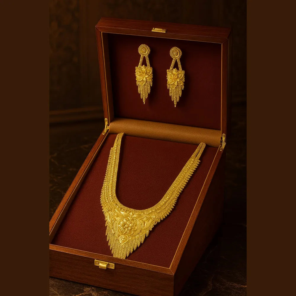 Product image of Long Necklace Jewelry Set Real Gold Look Design For Weddings Special Occasions Copy 2 – image 7