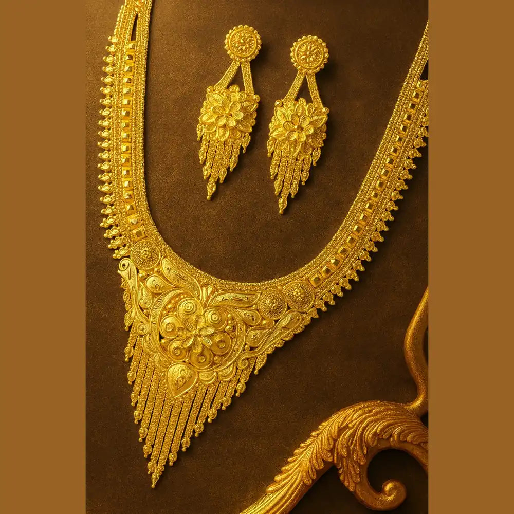 Product image of Long Necklace Jewelry Set Real Gold Look Design For Weddings Special Occasions Copy 2 – image 4