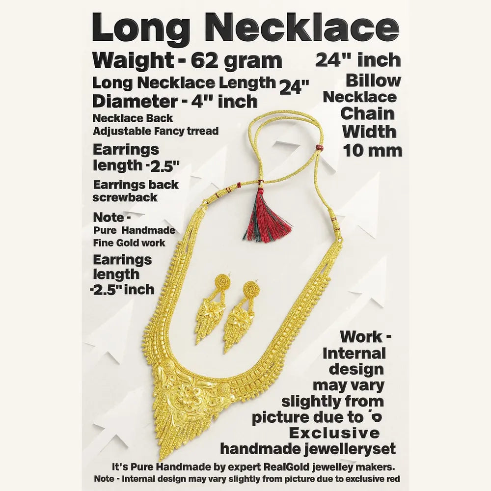 Product image of Long Necklace Jewelry Set Real Gold Look Design For Weddings Special Occasions Copy 2 – image 9