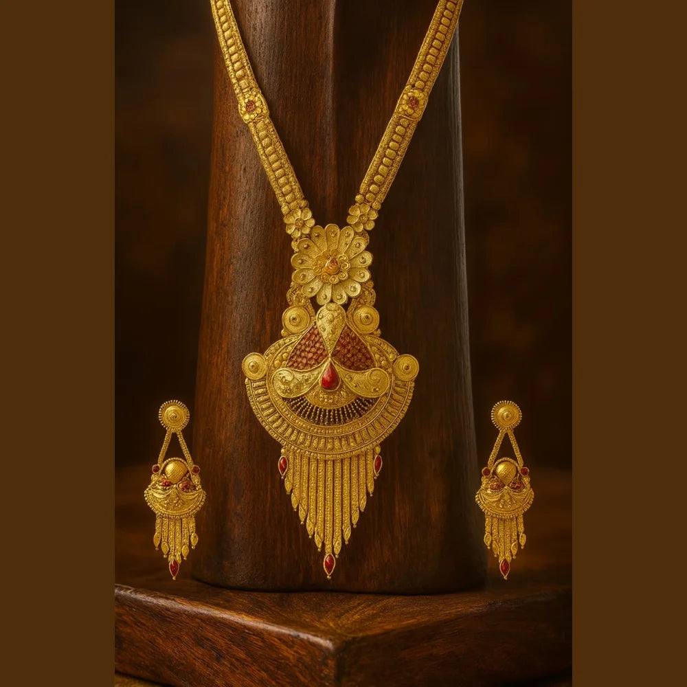 Long Necklace Jewelry Set | Gilded Grace: Royal Gold-Tone Necklace