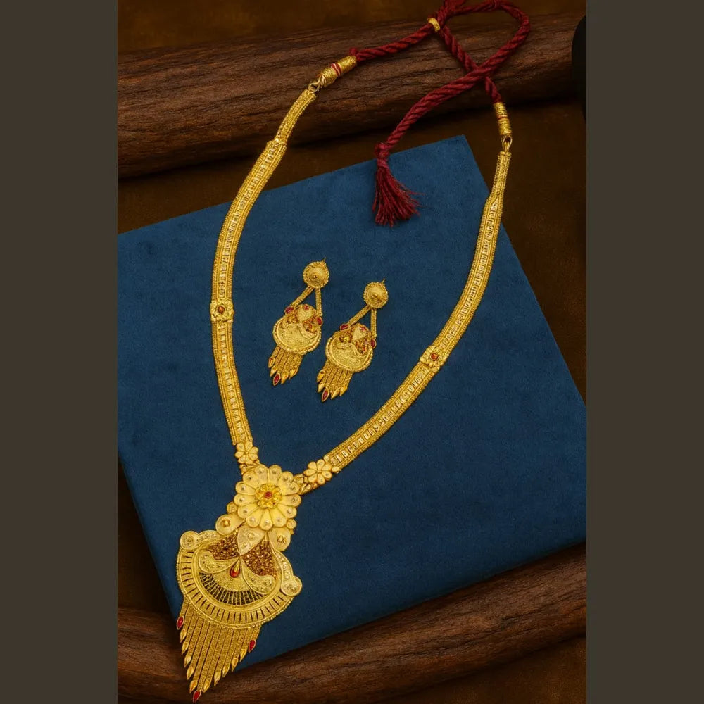 Long Necklace Jewelry Set | Gilded Grace: Royal Gold-Tone Necklace