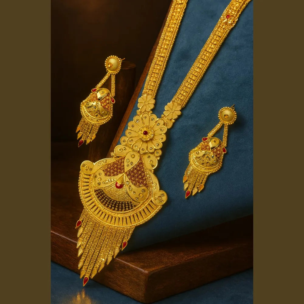 Long Necklace Jewelry Set | Gilded Grace: Royal Gold-Tone Necklace