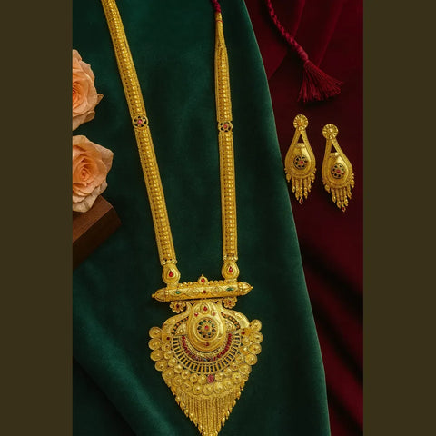 Long Necklace Jewelry Set – Real Gold Look Design for Weddings & Special Occasions