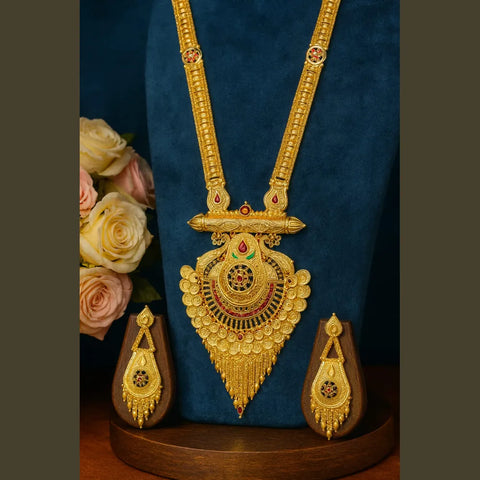 Long Necklace Jewelry Set – Real Gold Look Design for Weddings & Special Occasions
