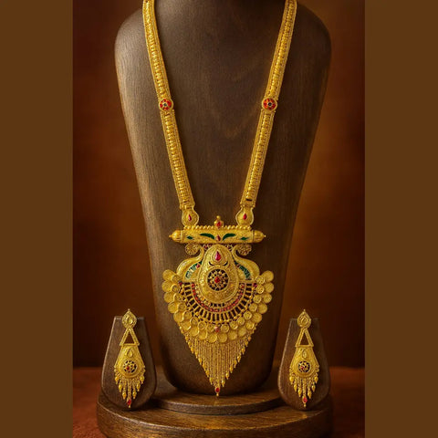 Long Necklace Jewelry Set – Real Gold Look Design for Weddings & Special Occasions