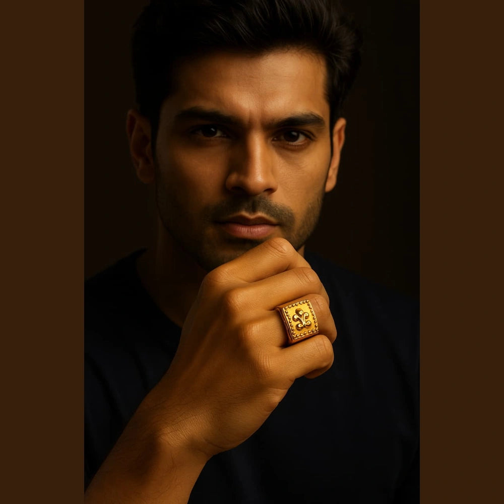 Bold Anchor Design Gold-Plated Men's Ring