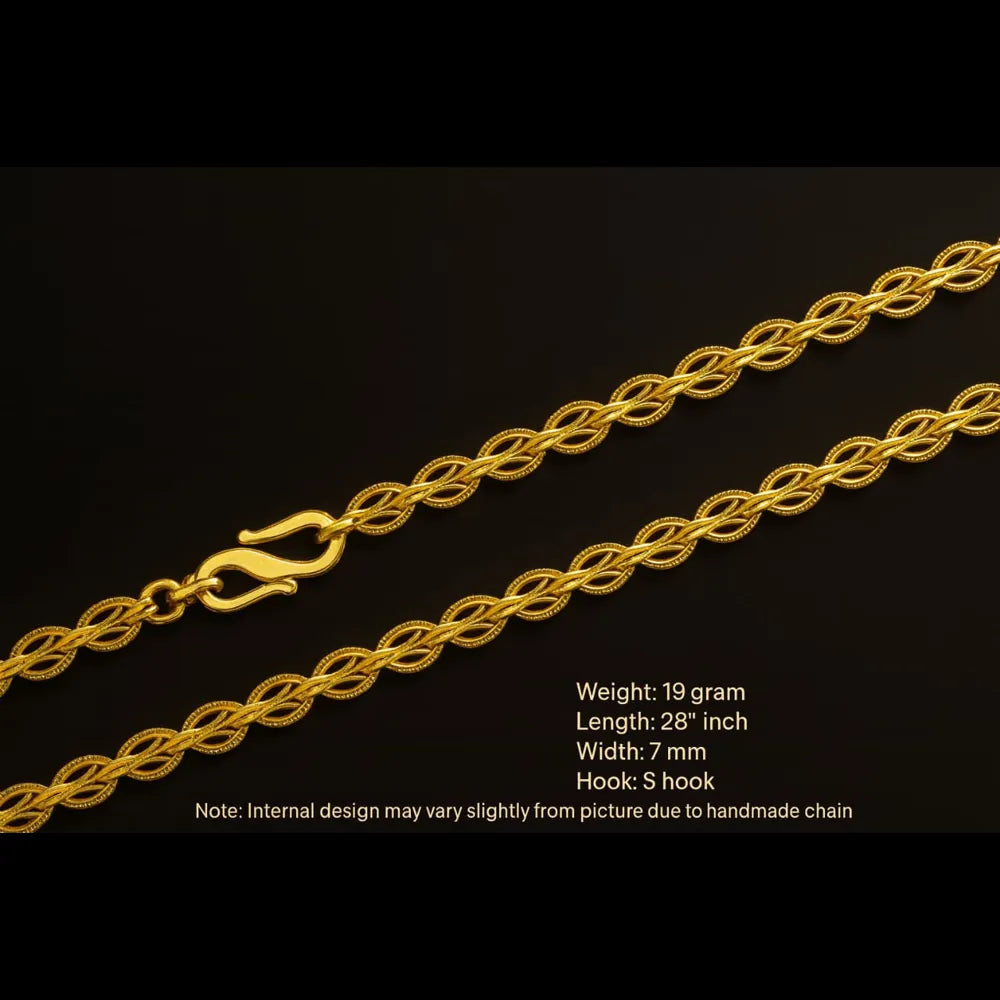 One Gram Gold Plated Handmade Designer Chain Necklace – 28 Inch