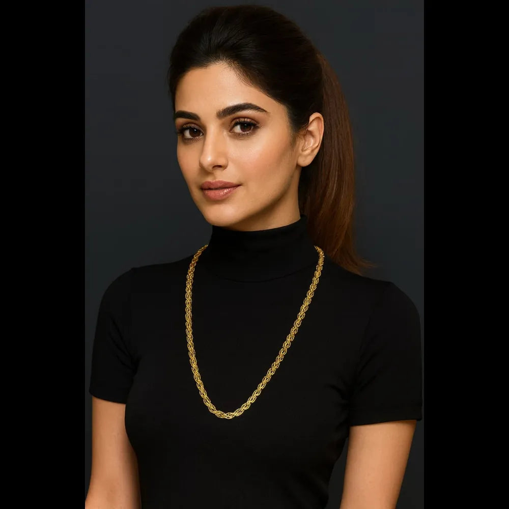 One Gram Gold Plated Handmade Designer Chain Necklace – 28 Inch
