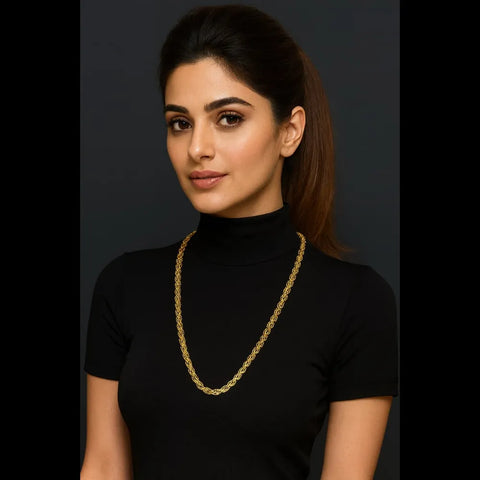One Gram Gold Plated Handmade Designer Chain Necklace – 28 Inch