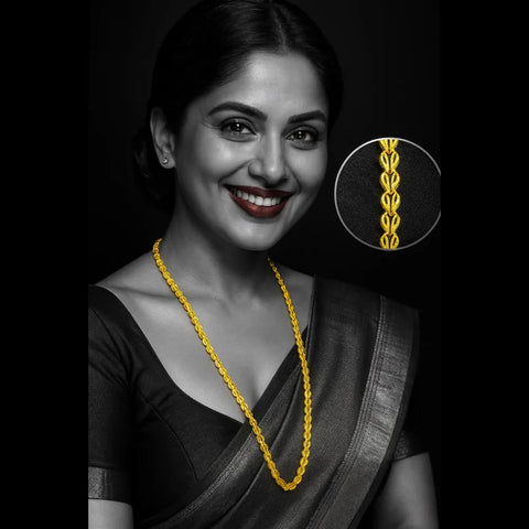 One Gram Gold Plated Handmade Designer Chain Necklace – 28 Inch