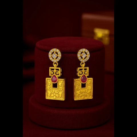 Exclusive Onegram Gold Plated Short Necklace Jewellery Set with Matching Earrings | Handmade RealGold Work