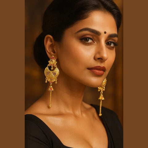 One Gram Gold Plated Pushback Handmade Earrings