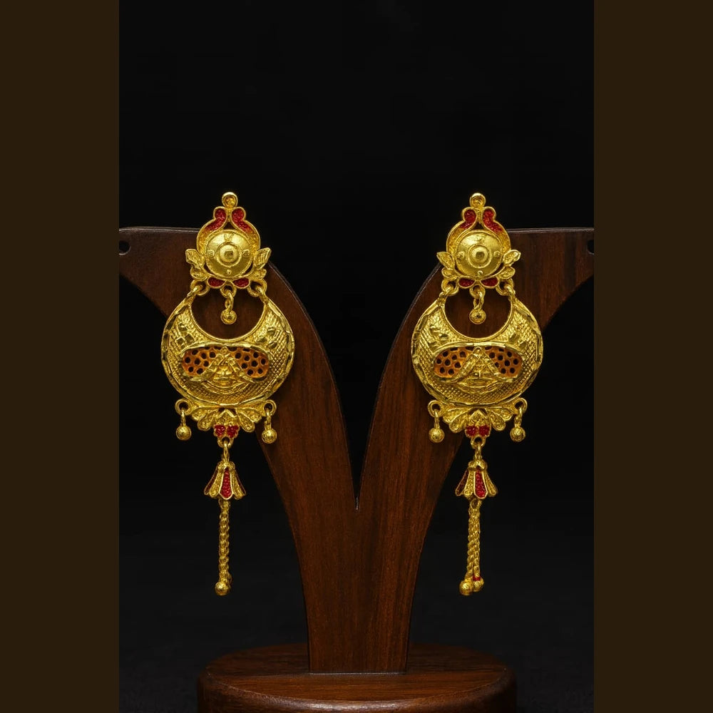 One Gram Gold Plated Pushback Handmade Earrings