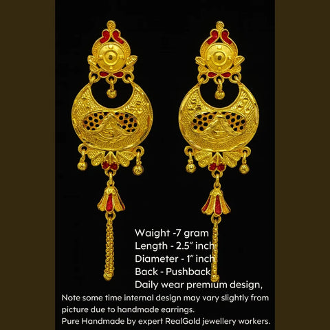 One Gram Gold Plated Pushback Handmade Earrings