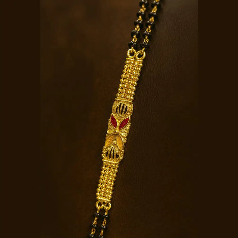 Exclusive Long Gold Plated Mangalsutra with Designer Pendant & Earrings