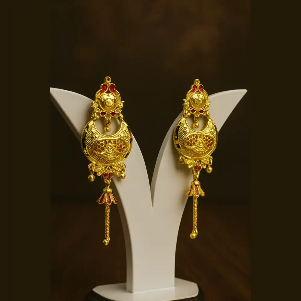 Exclusive Long Gold Plated Mangalsutra with Designer Pendant & Earrings