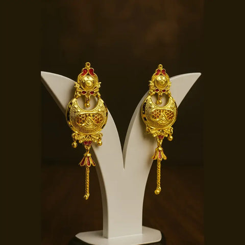 Exclusive Long Gold Plated Mangalsutra with Designer Pendant & Earrings