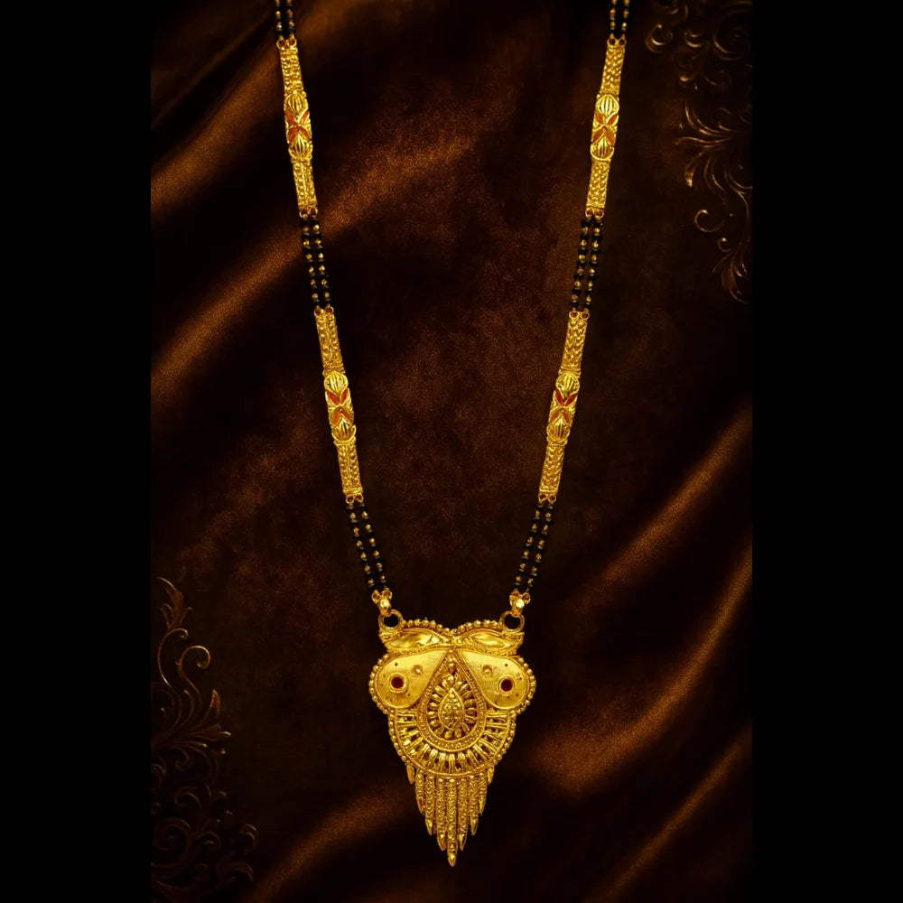 Exclusive Long Gold Plated Mangalsutra with Designer Pendant & Earrings – 30 Inch