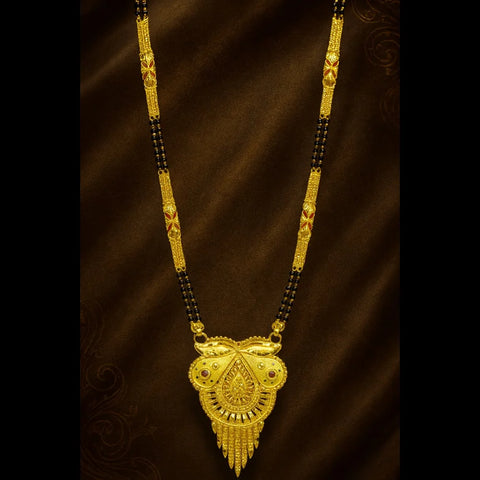 Exclusive Long Gold Plated Mangalsutra with Designer Pendant & Earrings – 30 Inch