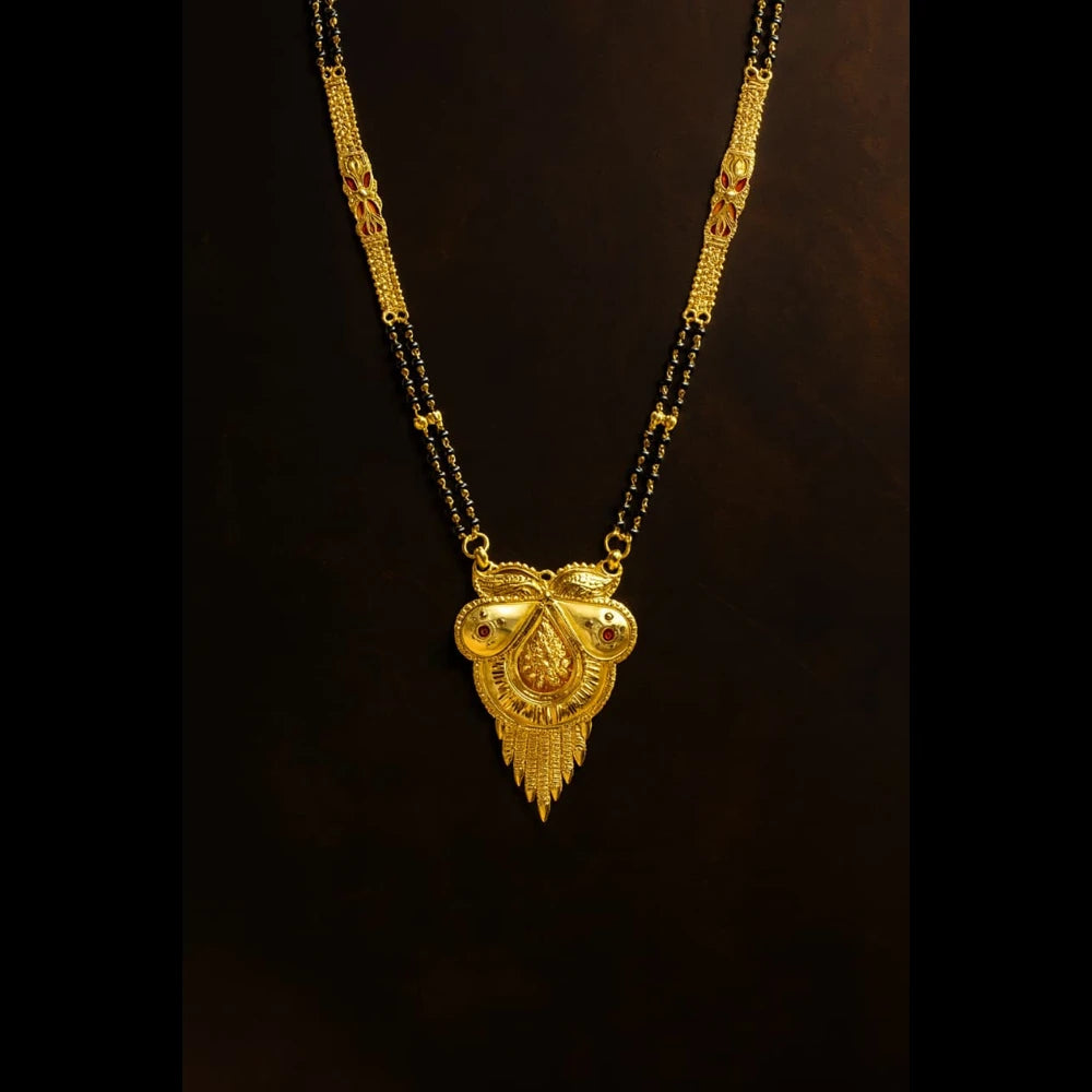 Exclusive Long Gold Plated Mangalsutra with Designer Pendant & Earrings – 30 Inch