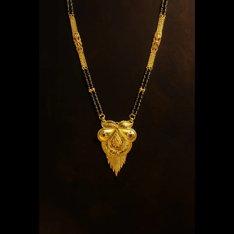 Exclusive Long Gold Plated Mangalsutra with Designer Pendant & Earrings – 30 Inch