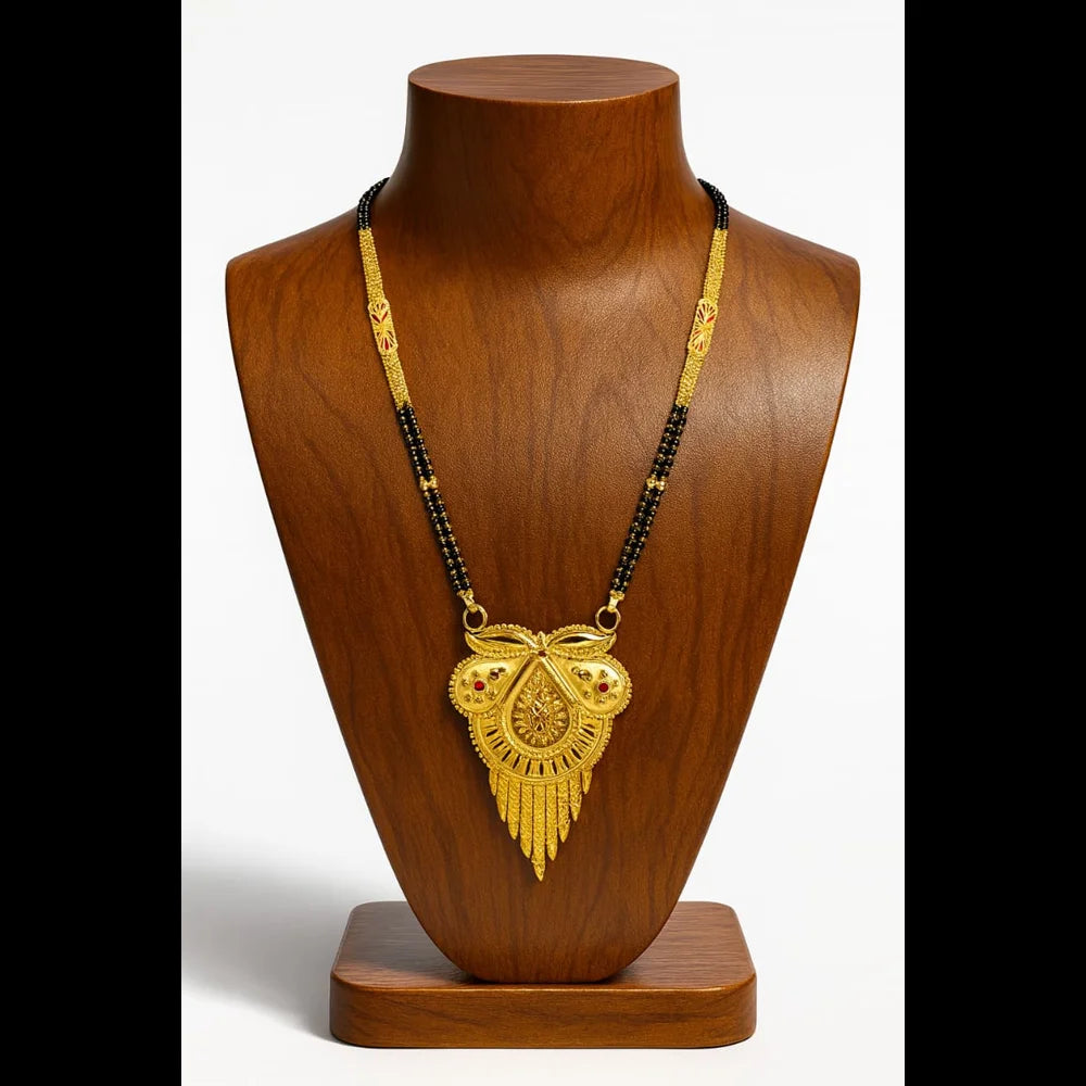 Exclusive Long Gold Plated Mangalsutra with Designer Pendant & Earrings – 30 Inch