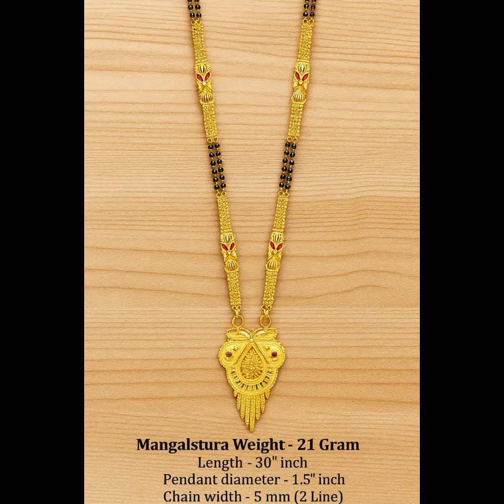 Exclusive Long Gold Plated Mangalsutra with Designer Pendant & Earrings – 30 Inch