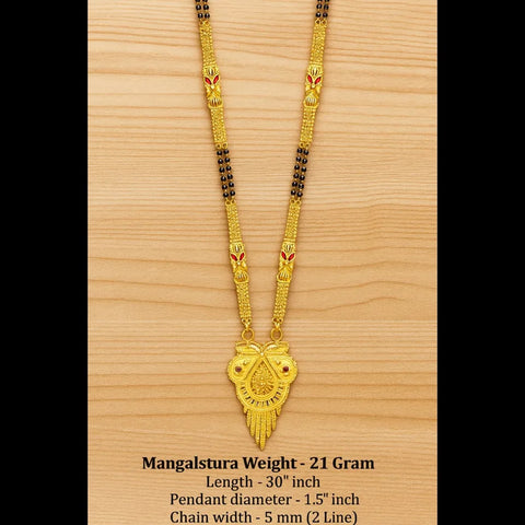 Exclusive Long Gold Plated Mangalsutra with Designer Pendant & Earrings – 30 Inch
