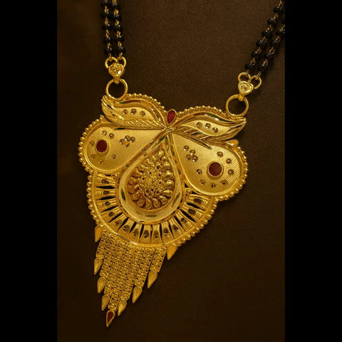 Exclusive Long Gold Plated Mangalsutra with Designer Pendant & Earrings – 30 Inch