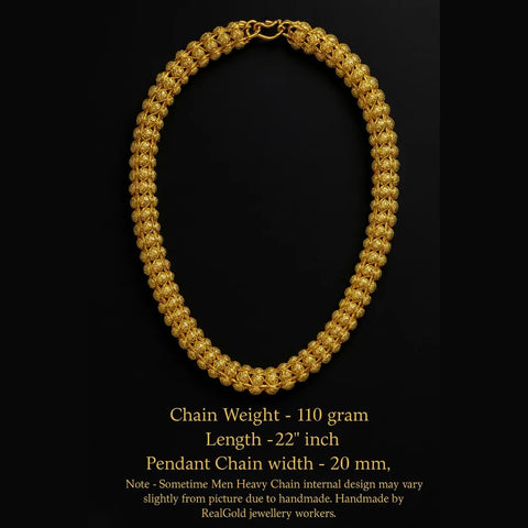 Men’s Heavy Gold Plated Chain – 22 Inch, 110g | Handmade Designer Necklace