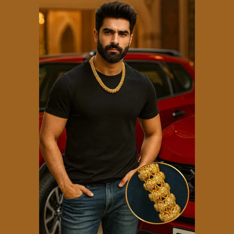 Men’s Heavy Gold Plated Chain – 22 Inch, 110g | Handmade Designer Necklace