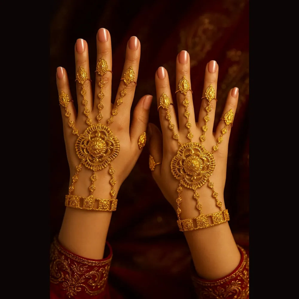 Bridal Gold Plated Hathphool – Traditional Handmade Design