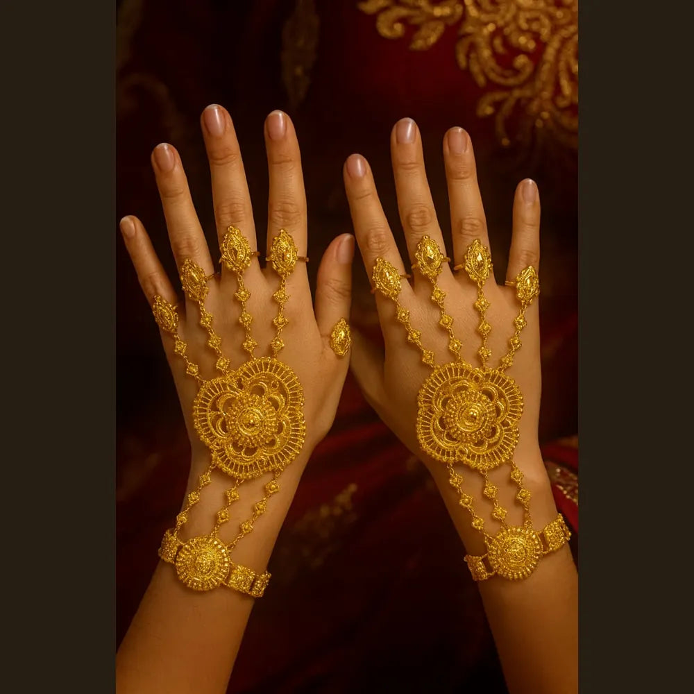 Product image of Royal Handmade Golden Haathphool – Bridal Hand Harness Jewellery – image 1