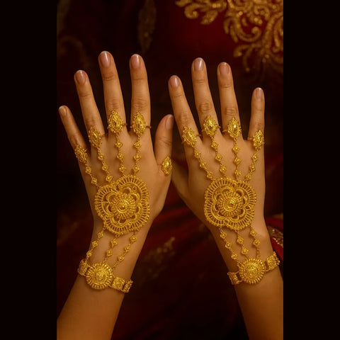 Bridal Gold Plated Hathphool – Traditional Handmade Design