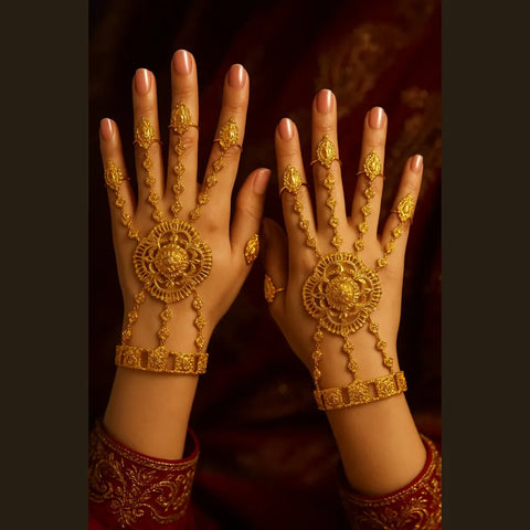 Royal Handmade Golden Haathphool – Bridal Hand Harness Jewellery