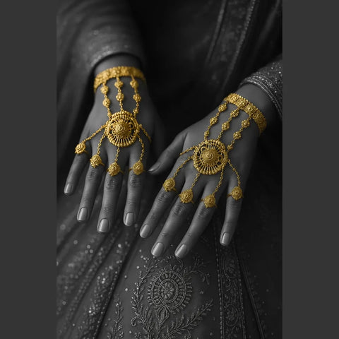 Bridal Gold Plated Hathphool – Traditional Handmade Design