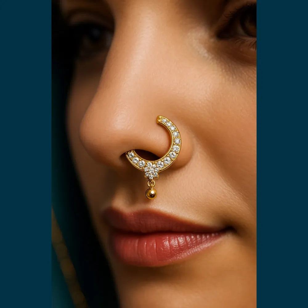 Exclusive Gold-Plated Nose Ring with Sparkling CZ Stones