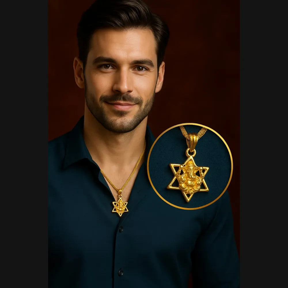 Traditional Ganesh Pendant with Gold Polish Chain – 22 Inch