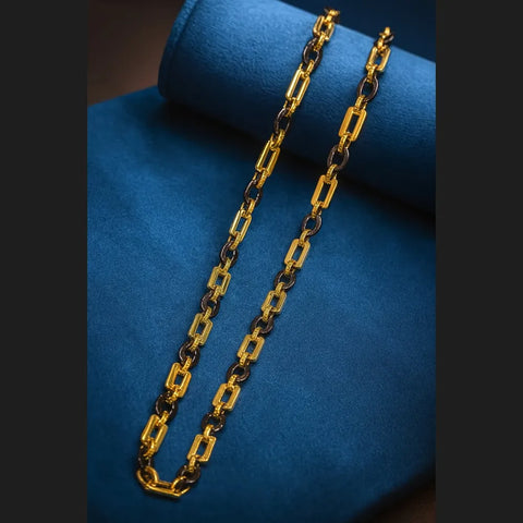 Men’s Exclusive Black & Gold Waterproof Chain – 22 Inch | Bold & Stylish