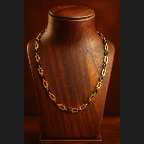 Men’s Exclusive Black & Gold Waterproof Chain – 22 Inch | Bold & Stylish