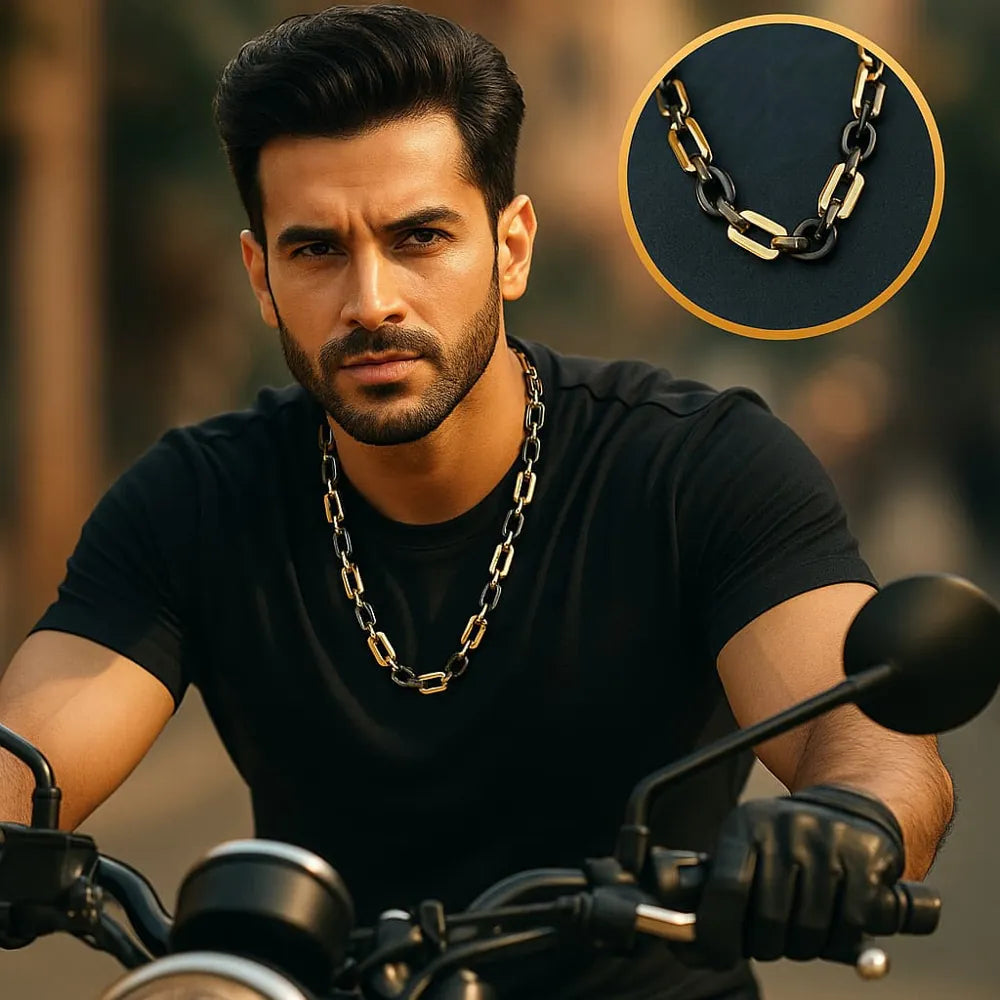 Men’s Exclusive Black & Gold Waterproof Chain – 22 Inch | Bold & Stylish