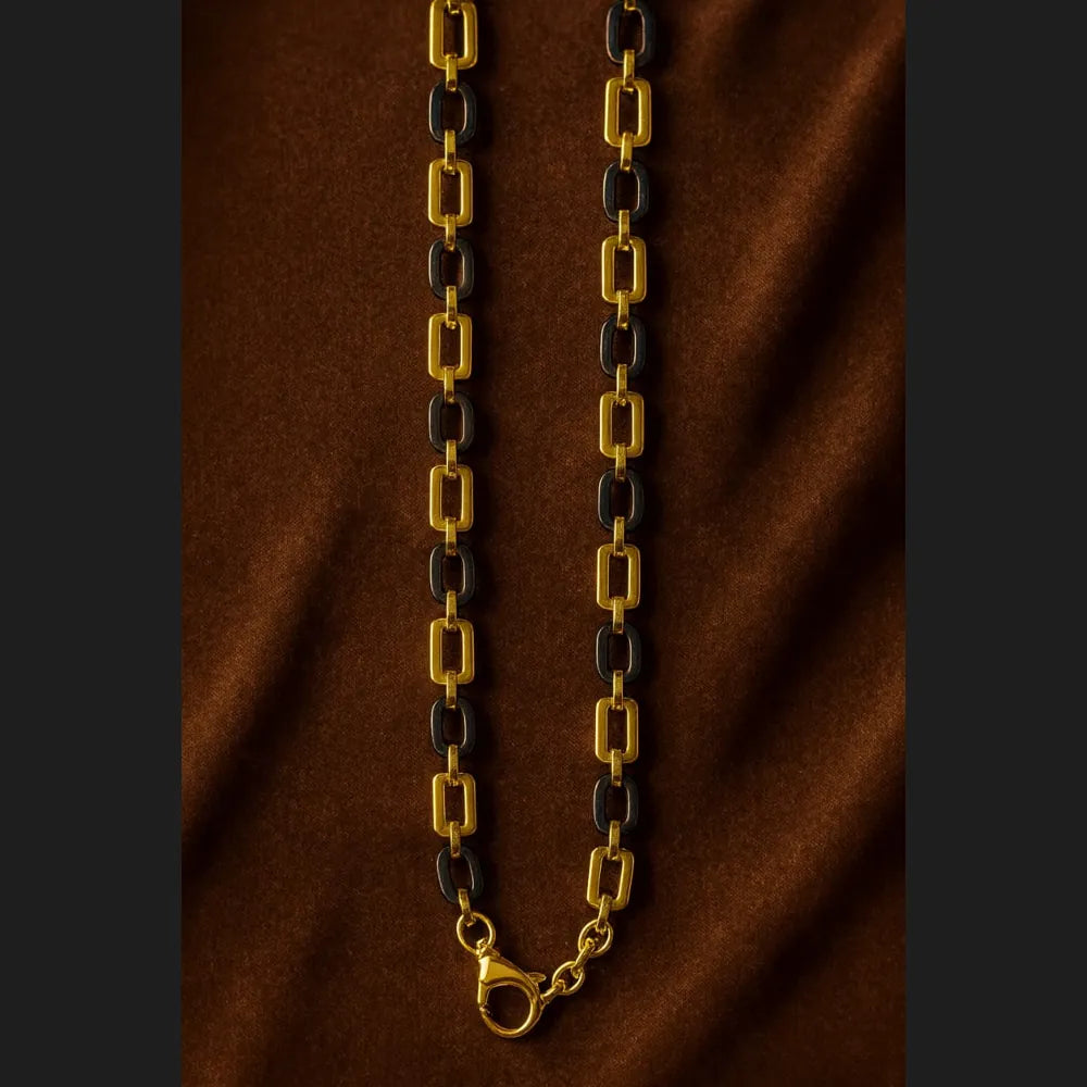 Men’s Exclusive Black & Gold Waterproof Chain – 22 Inch | Bold & Stylish