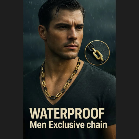 Men’s Exclusive Black & Gold Waterproof Chain – 22 Inch | Bold & Stylish