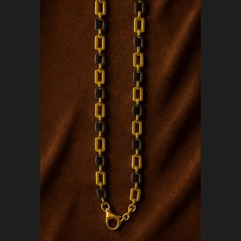Men’s Exclusive Black & Gold Waterproof Chain – 22 Inch | Bold & Stylish