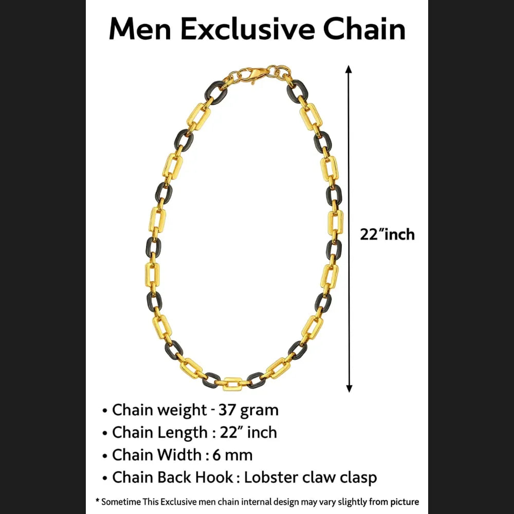 Men’s Exclusive Black & Gold Waterproof Chain – 22 Inch | Bold & Stylish