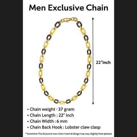 Men’s Exclusive Black & Gold Waterproof Chain – 22 Inch | Bold & Stylish